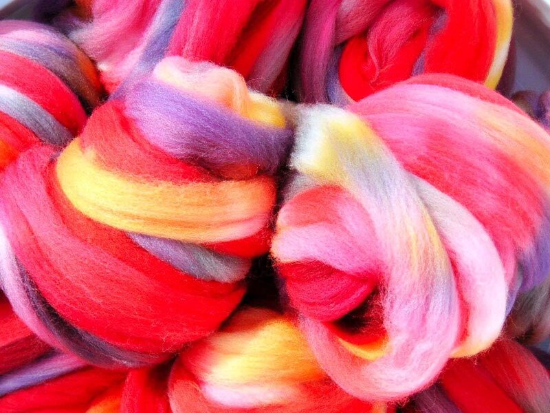 Colorful wool roving