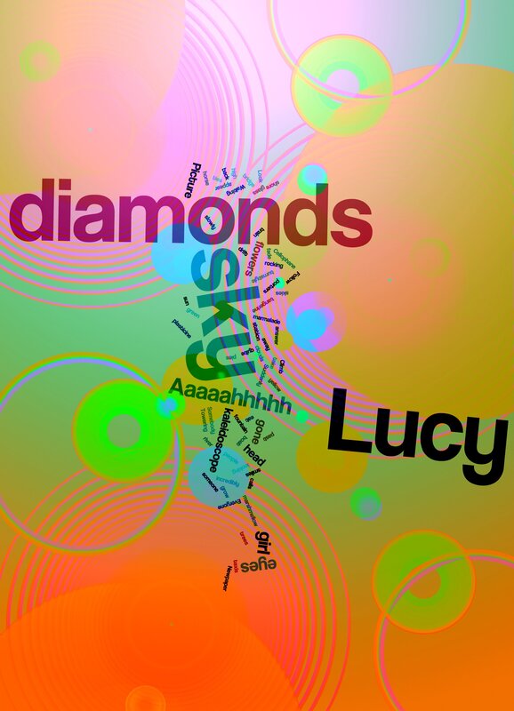 Colorful word art with 'diamonds' and 'Lucy'