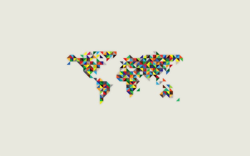 colorful world map mosaic