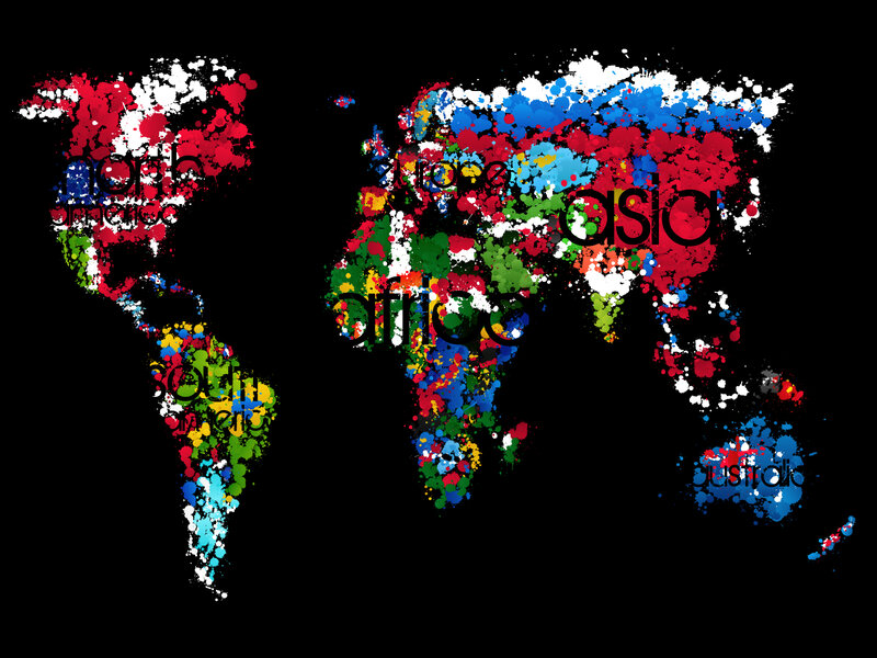 colorful world map splatter