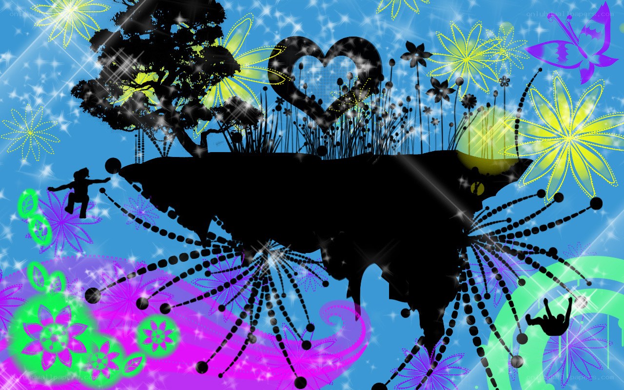 colorful world silhouette