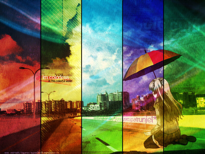 colorful world with anime girl