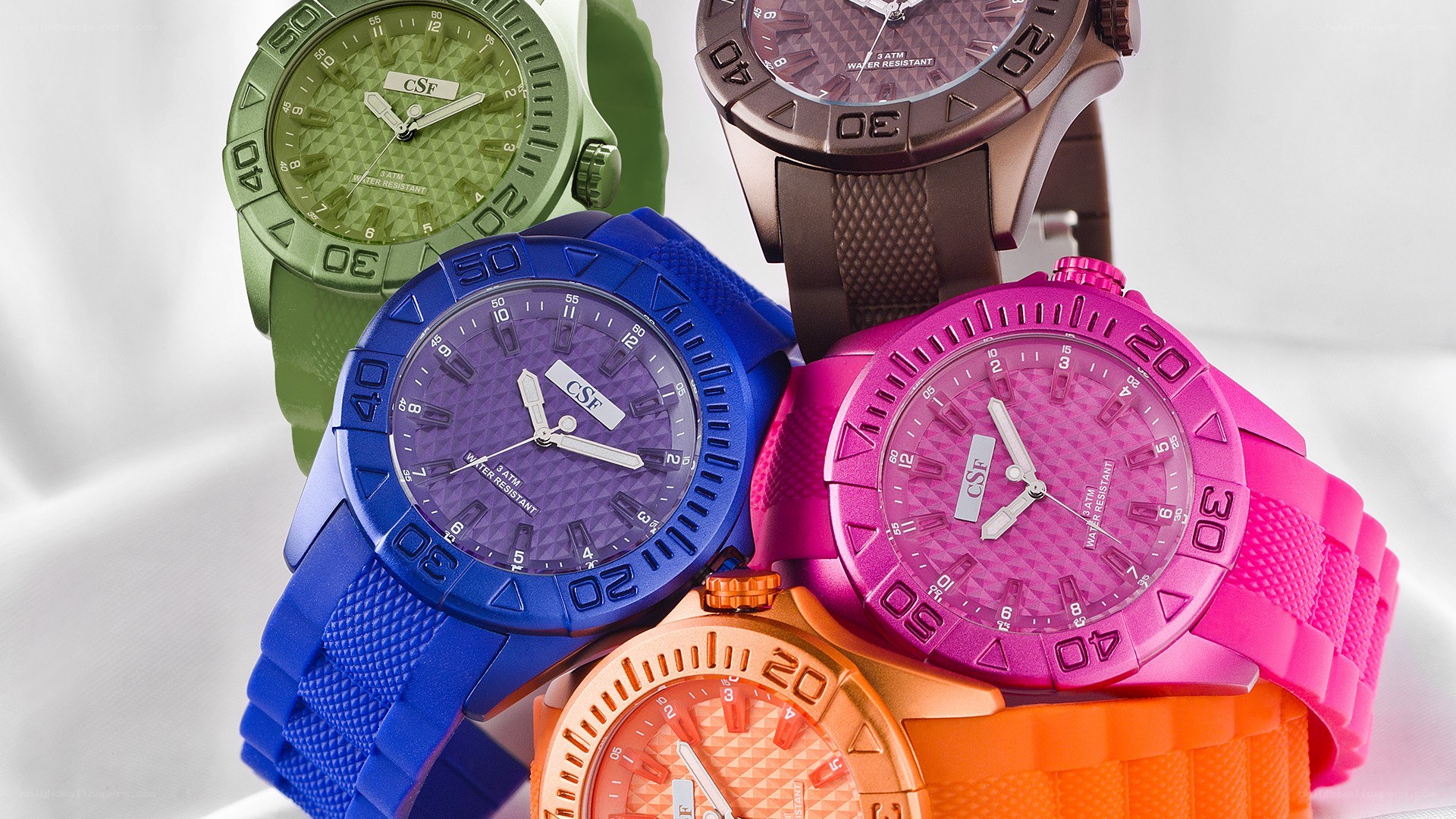 Colorful wristwatch collection
