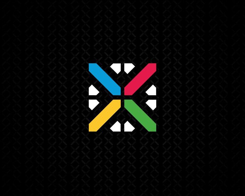 Colorful X-shaped Logo — Black