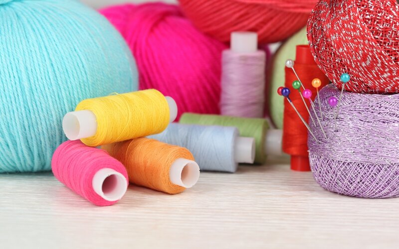 Colorful yarn and thread spools