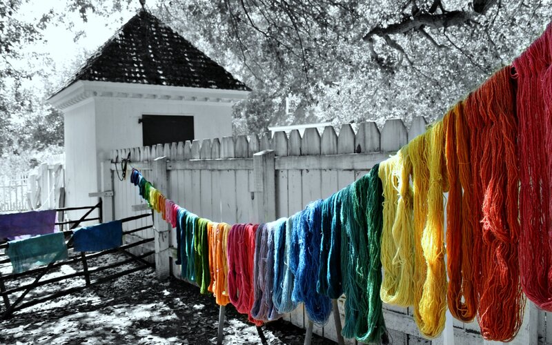 Colorful Yarn on Clothesline