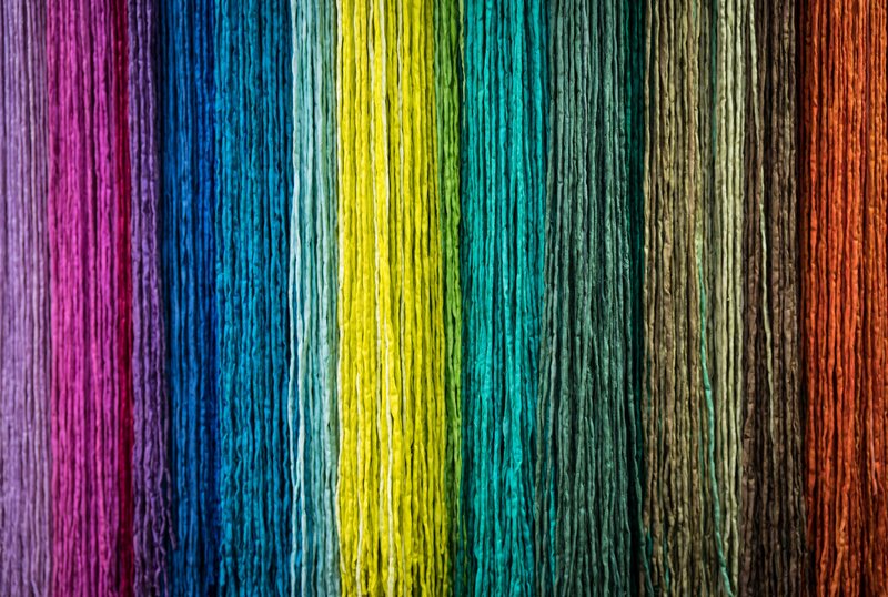 Colorful yarn strands