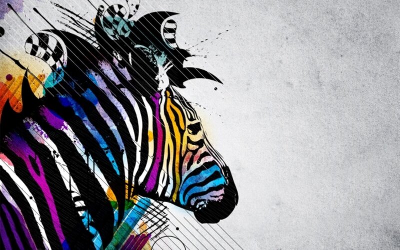 Colorful Zebra Head