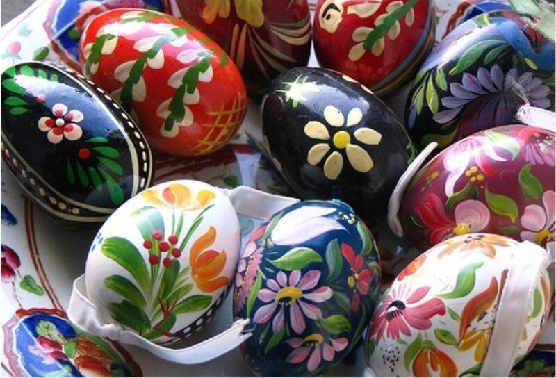 Colorfully painted Easter eggs