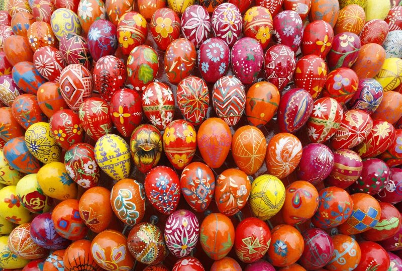 Colorfully Painted Eggs — Red
