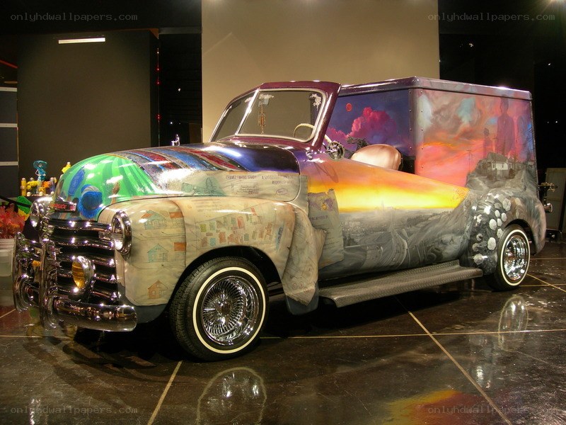 colorfully painted vintage truck