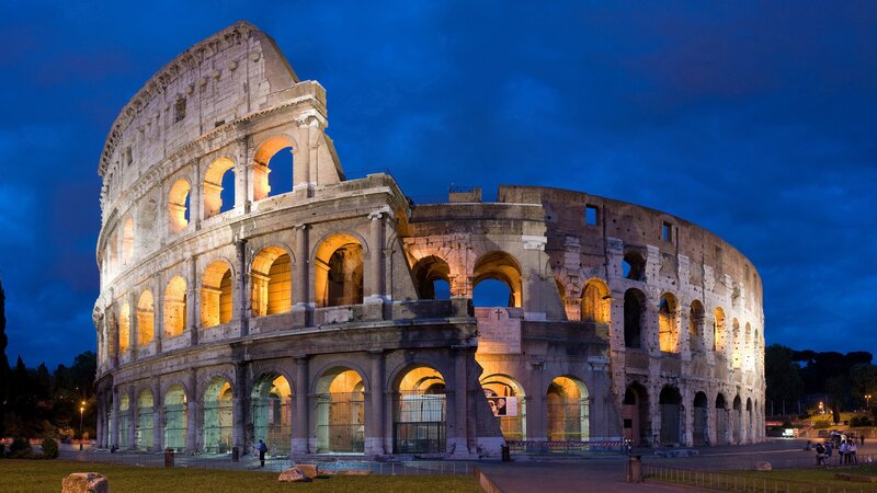 Colosseum at Dusk — Blue, Dramatic, Night, Photograph