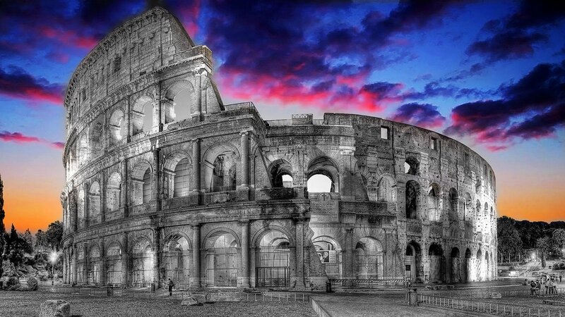 Colosseum at Dusk — Blue, Dramatic, Sunset, Photograph