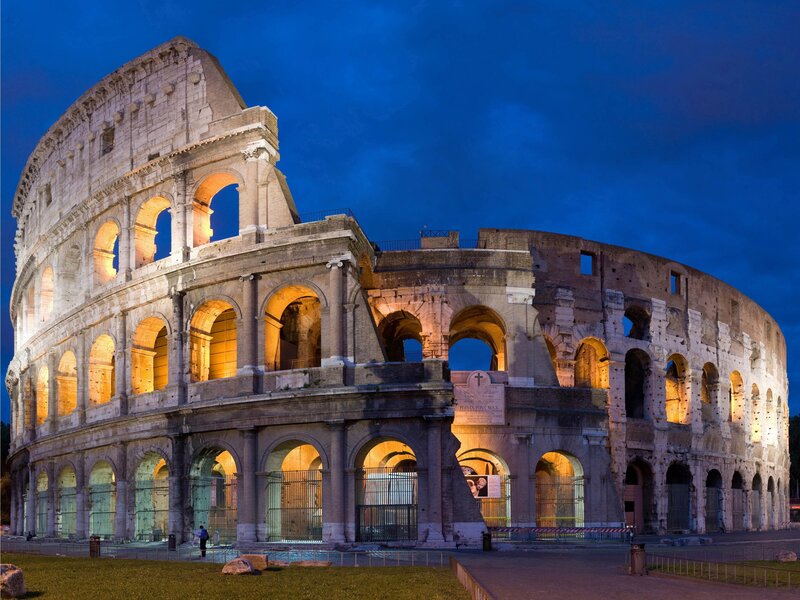 Colosseum at dusk in Rome