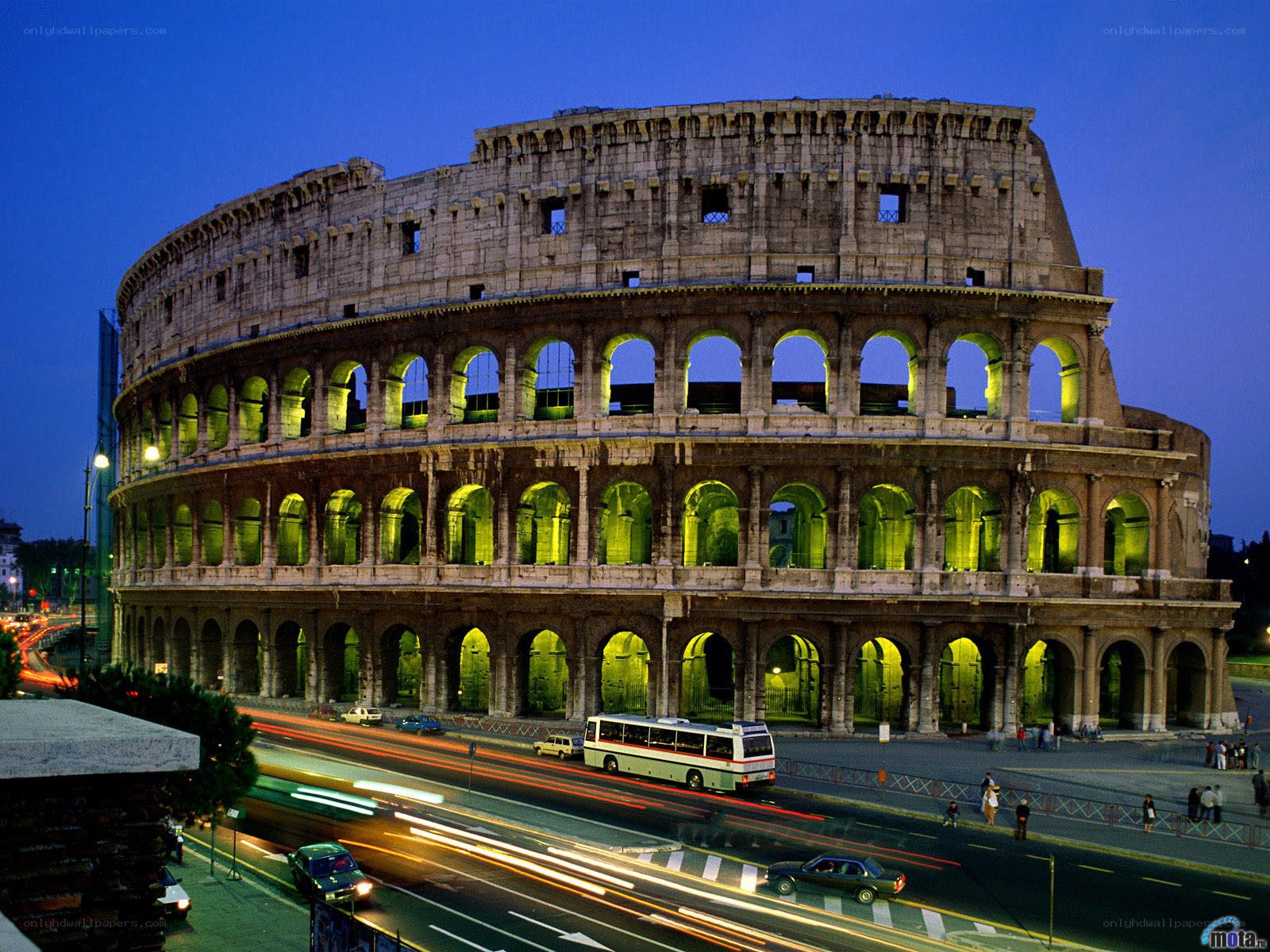 Colosseum at dusk in Rome