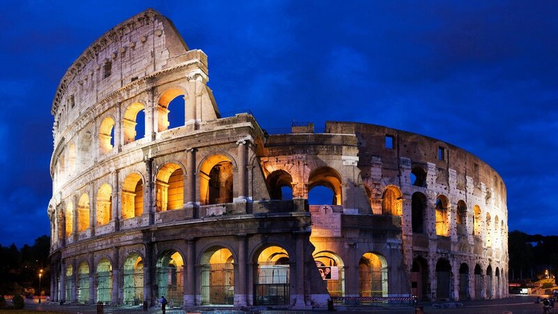 Colosseum at dusk in Rome