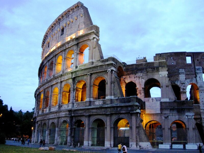 Colosseum at dusk in Rome
