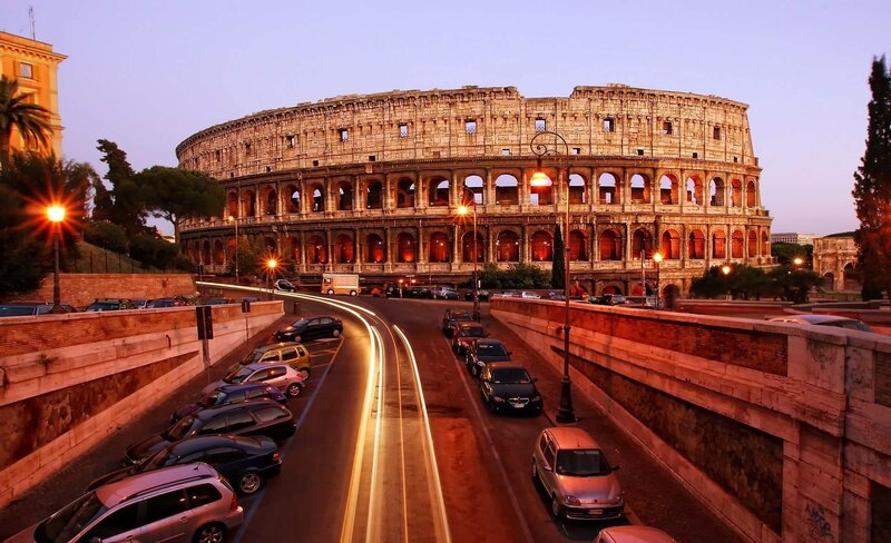 Colosseum at Dusk — Orange, Dramatic, Sunset