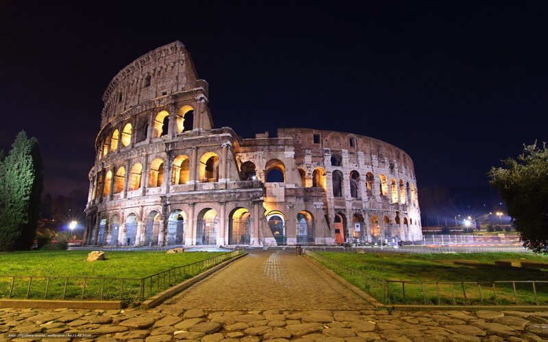 Colosseum at Night — Black, Dramatic, Photograph, Grass