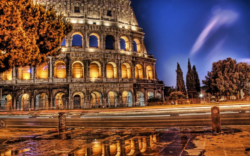 Colosseum at night in Rome