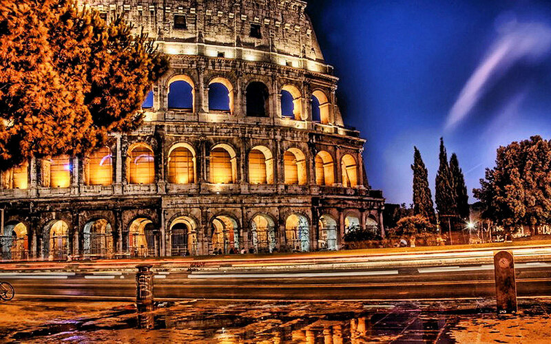 Colosseum at night in Rome