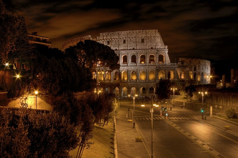 Colosseum at night in Rome