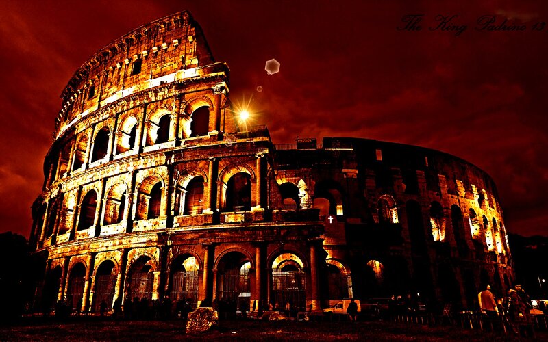 Colosseum at Night — Red