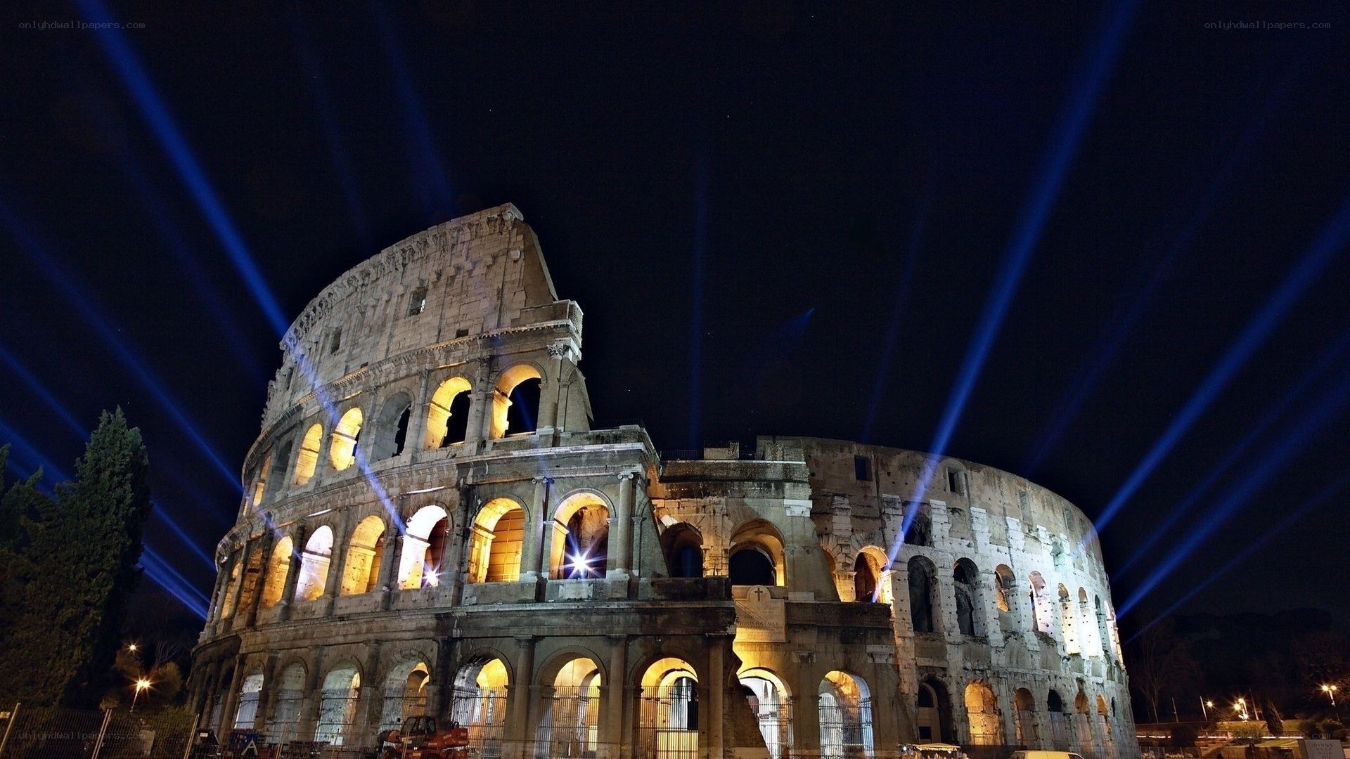 Colosseum at night with lights