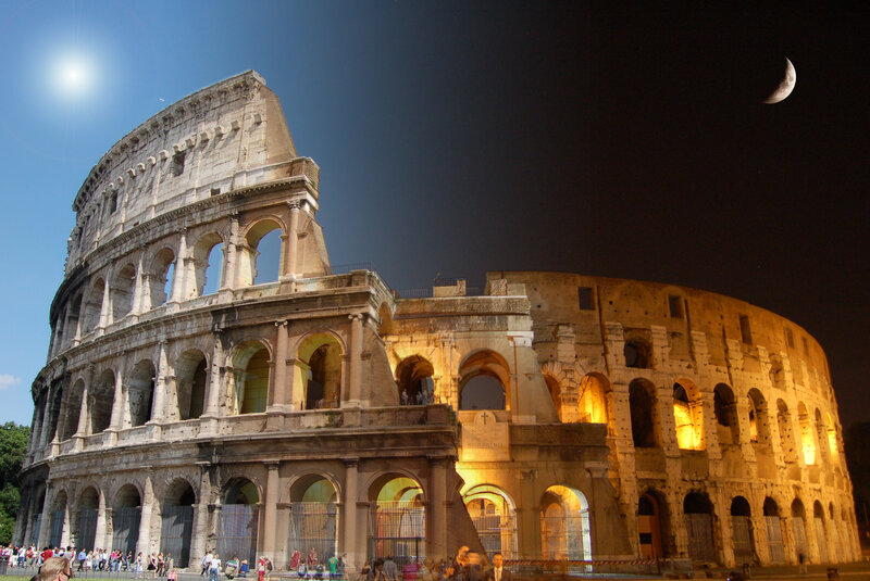 Colosseum day and night