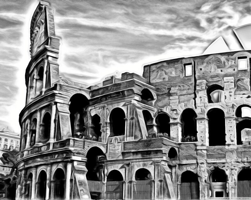 Colosseum in Rome — Black, Dramatic