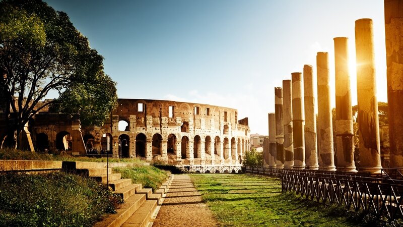 Colosseum in Rome — Blue, Serene, Afternoon, Photograph, Ancient Ruins