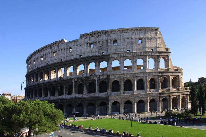 Colosseum in Rome — Blue, Serene, Afternoon, Photograph, People