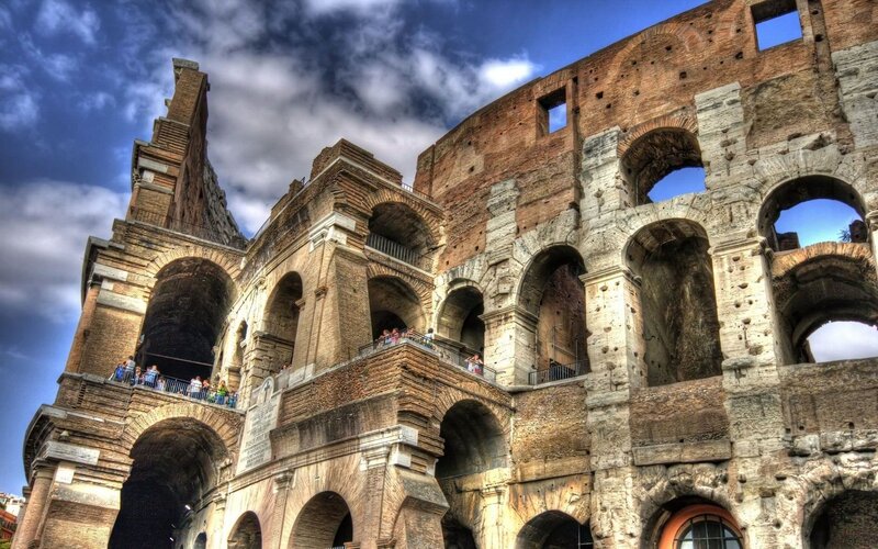 Colosseum in Rome — Brown, Dramatic, Afternoon, Photograph, Arches, Tourists