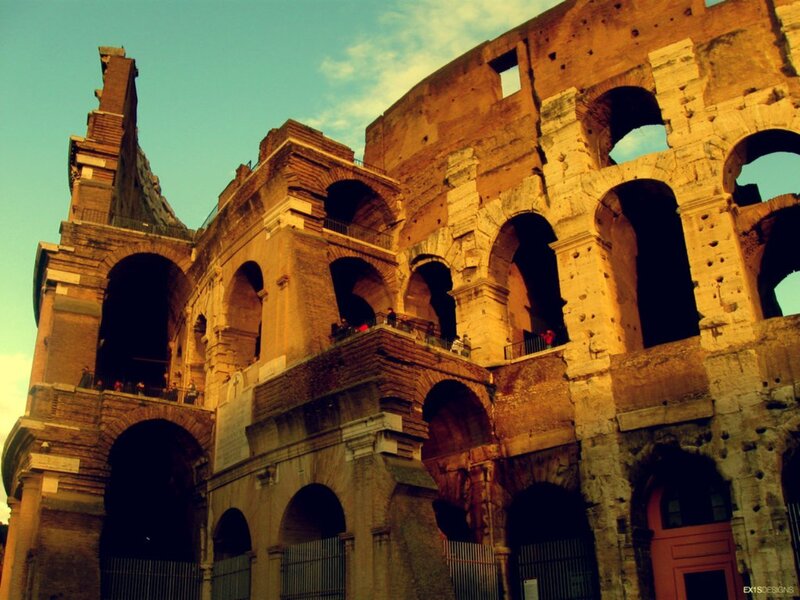 Colosseum in Rome — Brown, Dramatic, Sunset, Photograph, Arches, Stone
