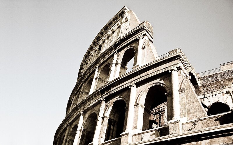 Colosseum in Rome — Gray, Dramatic, Photograph