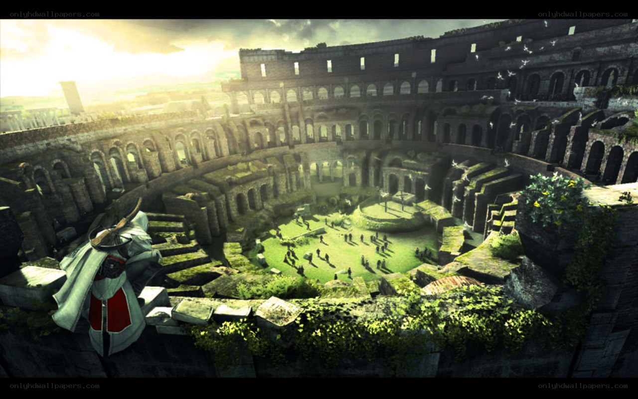 Colosseum ruins with assassin