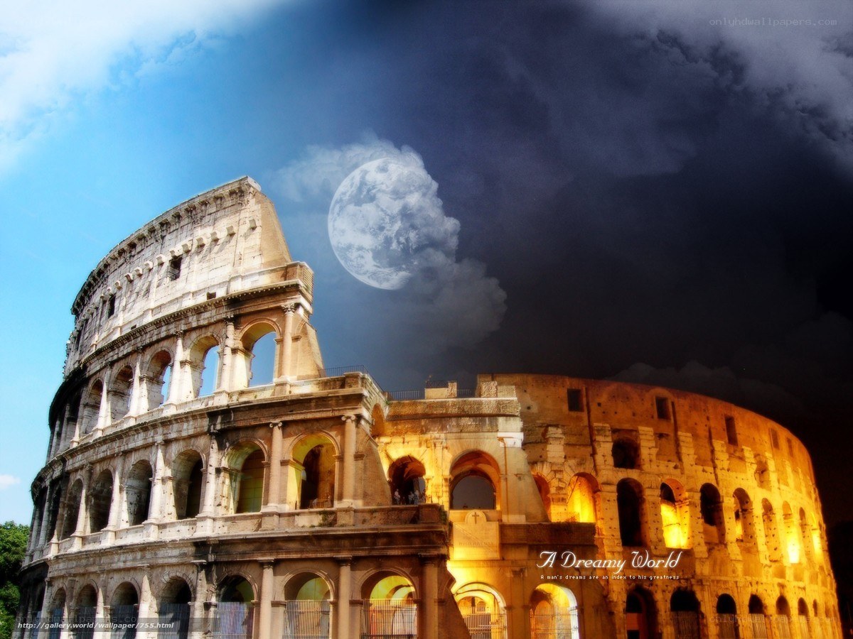 Colosseum under a dreamy moon