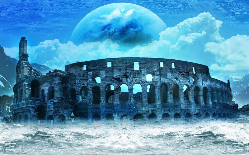 Colosseum under alien moon