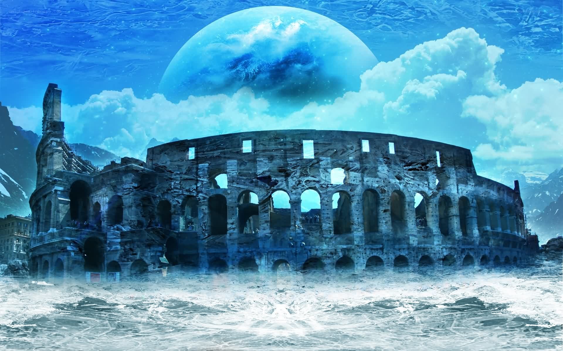 Colosseum under alien moon