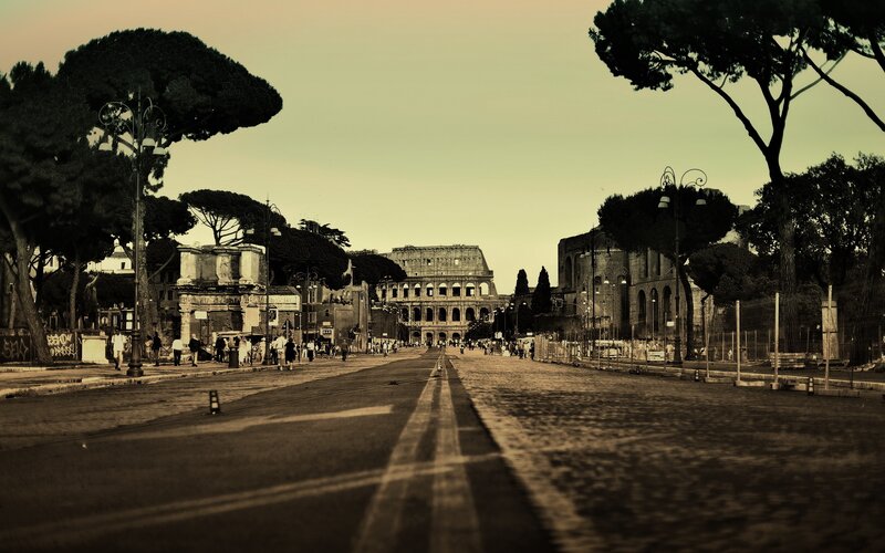 Colosseum view from Via dei Fori Imperiali