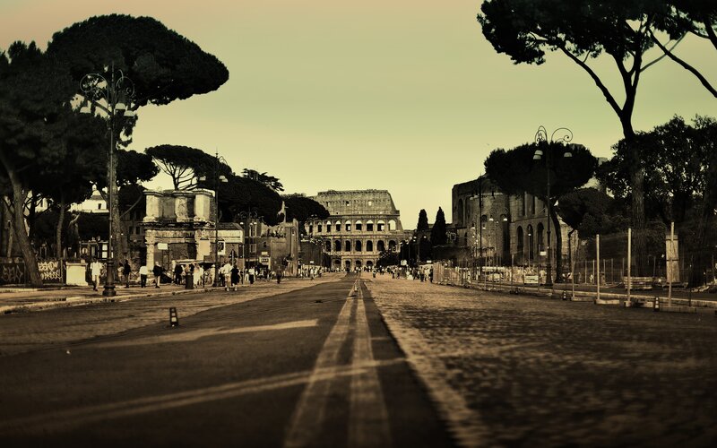 Colosseum view from Via dei Fori Imperiali