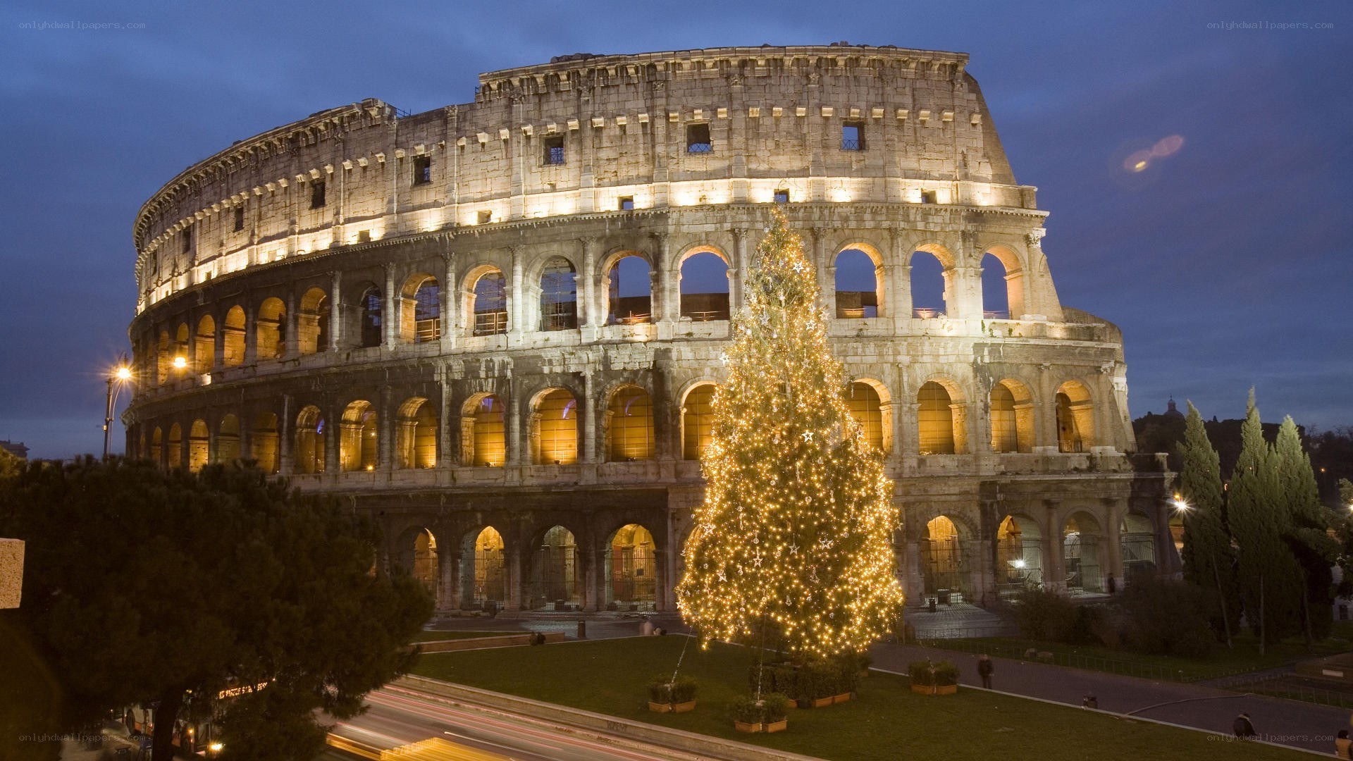 Colosseum with Christmas tree