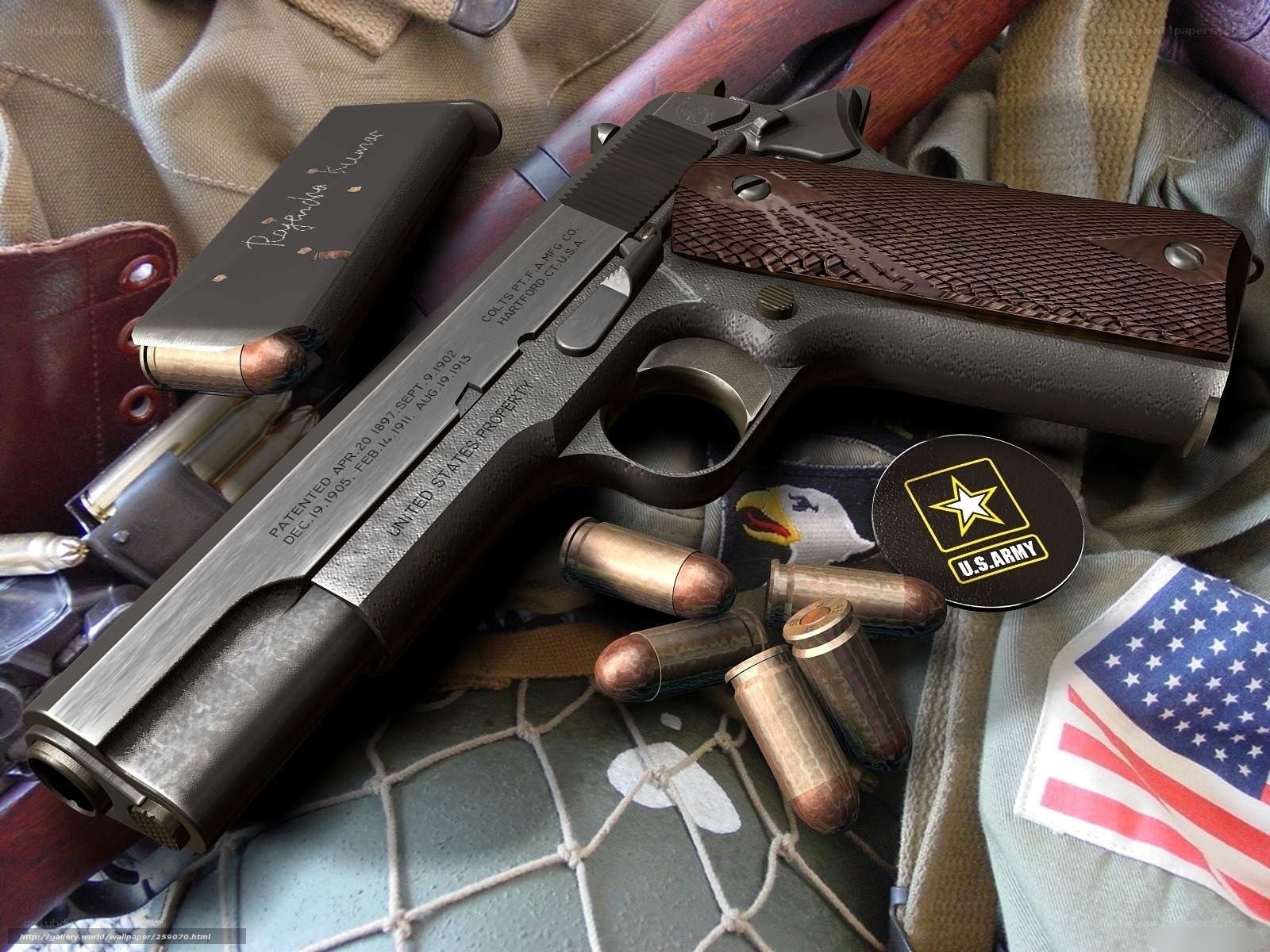 Colt 1911 pistol with military gear
