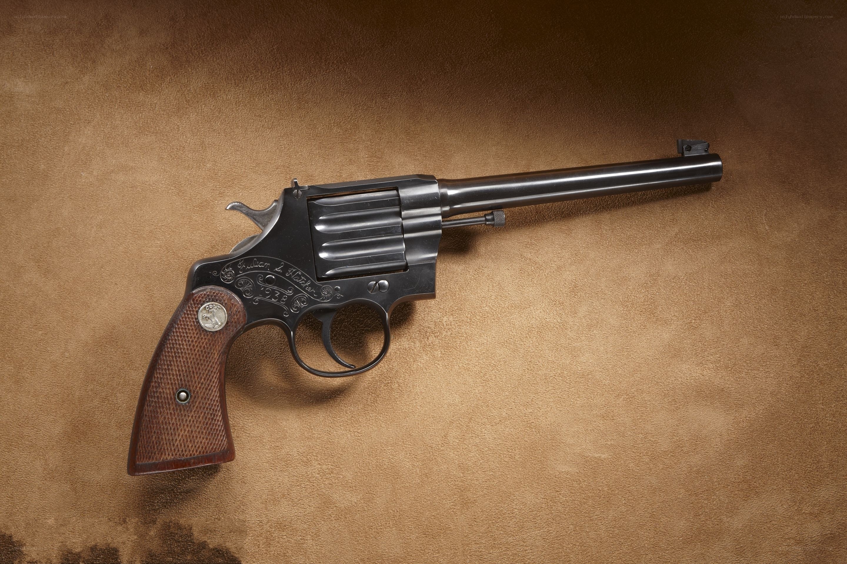 Colt revolver on leather