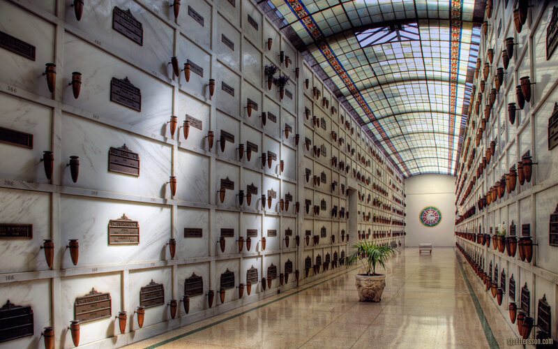 Columbarium with stained glass ceiling