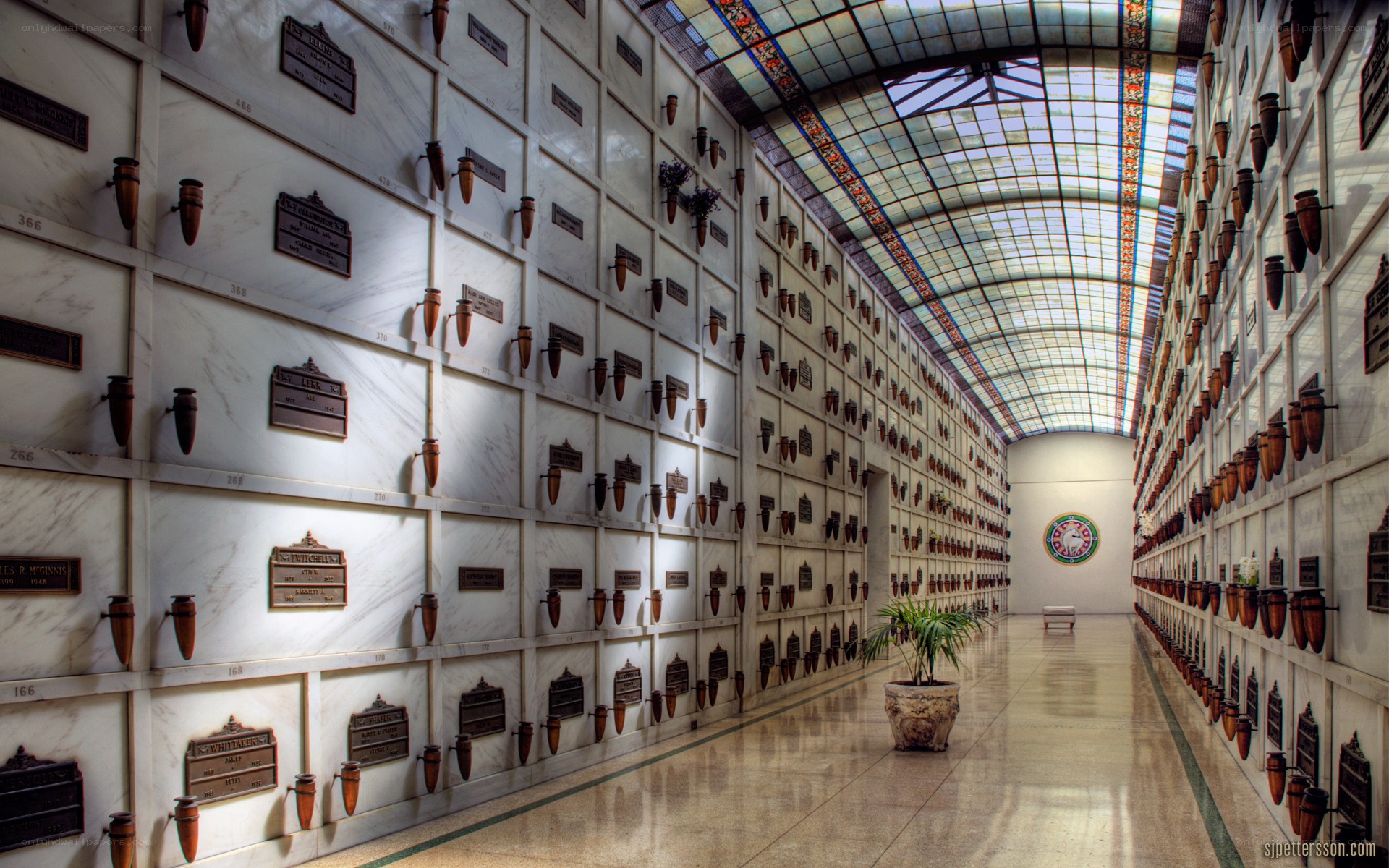Columbarium with stained glass ceiling