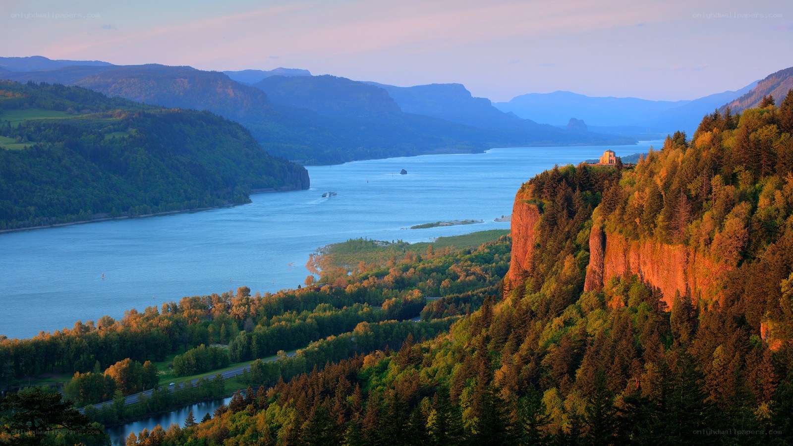 Columbia River Gorge at sunset