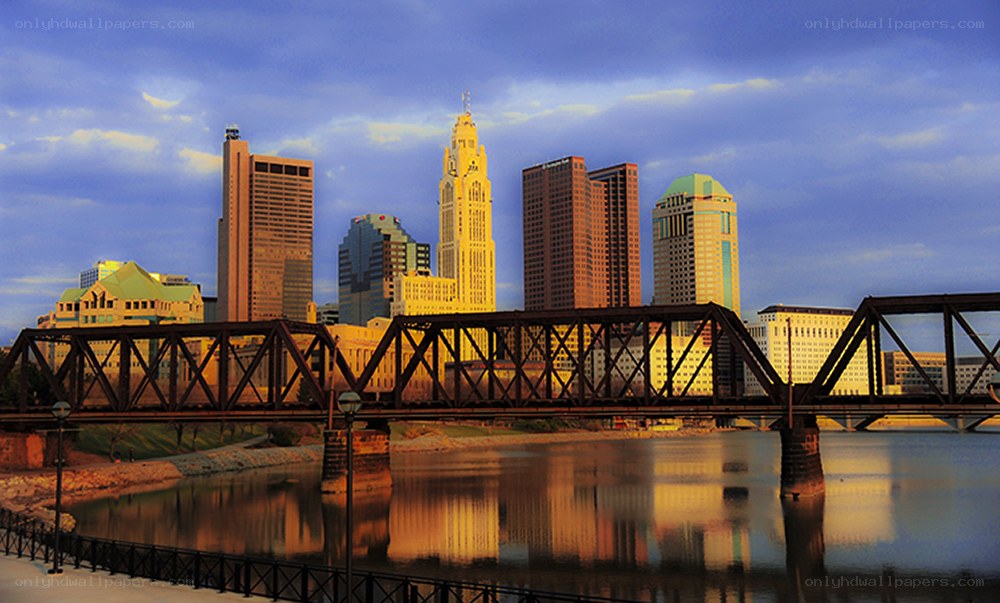 Columbus skyline at sunset