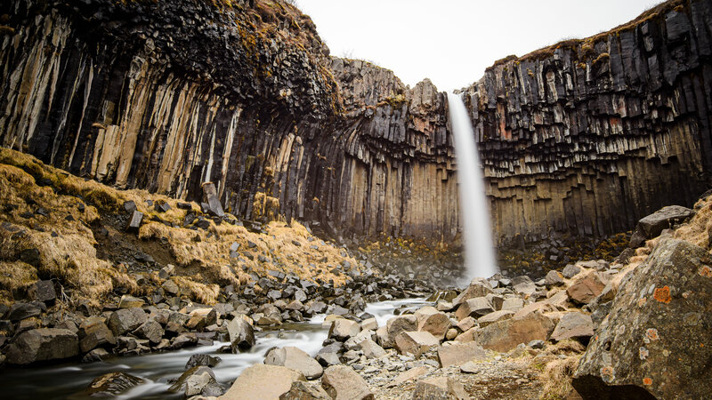 Columnar Basalt Cliffs — Black, Dramatic