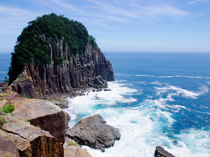 Columnar Basalt Cliffs — Blue, Dramatic